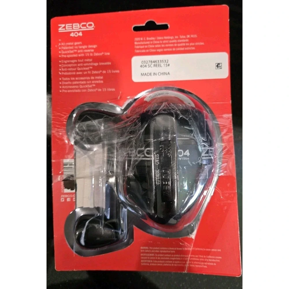 Zebco 404 Spincast Reel 15 Lb Pre Spooled Black NIP